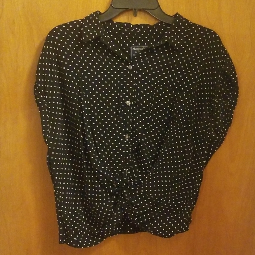 Abercrombie & Fitch Black and White Polka Dot Top
